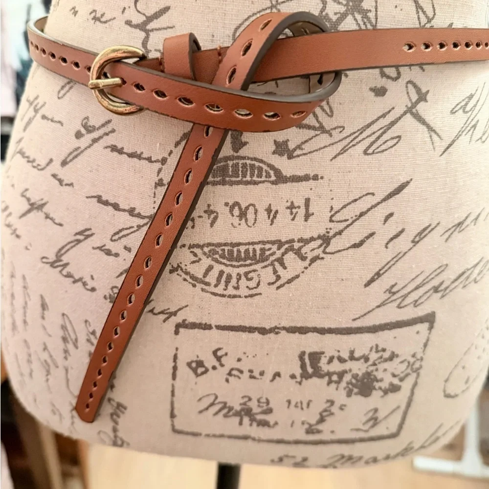 Stylish 40” Brown Pleather Belt